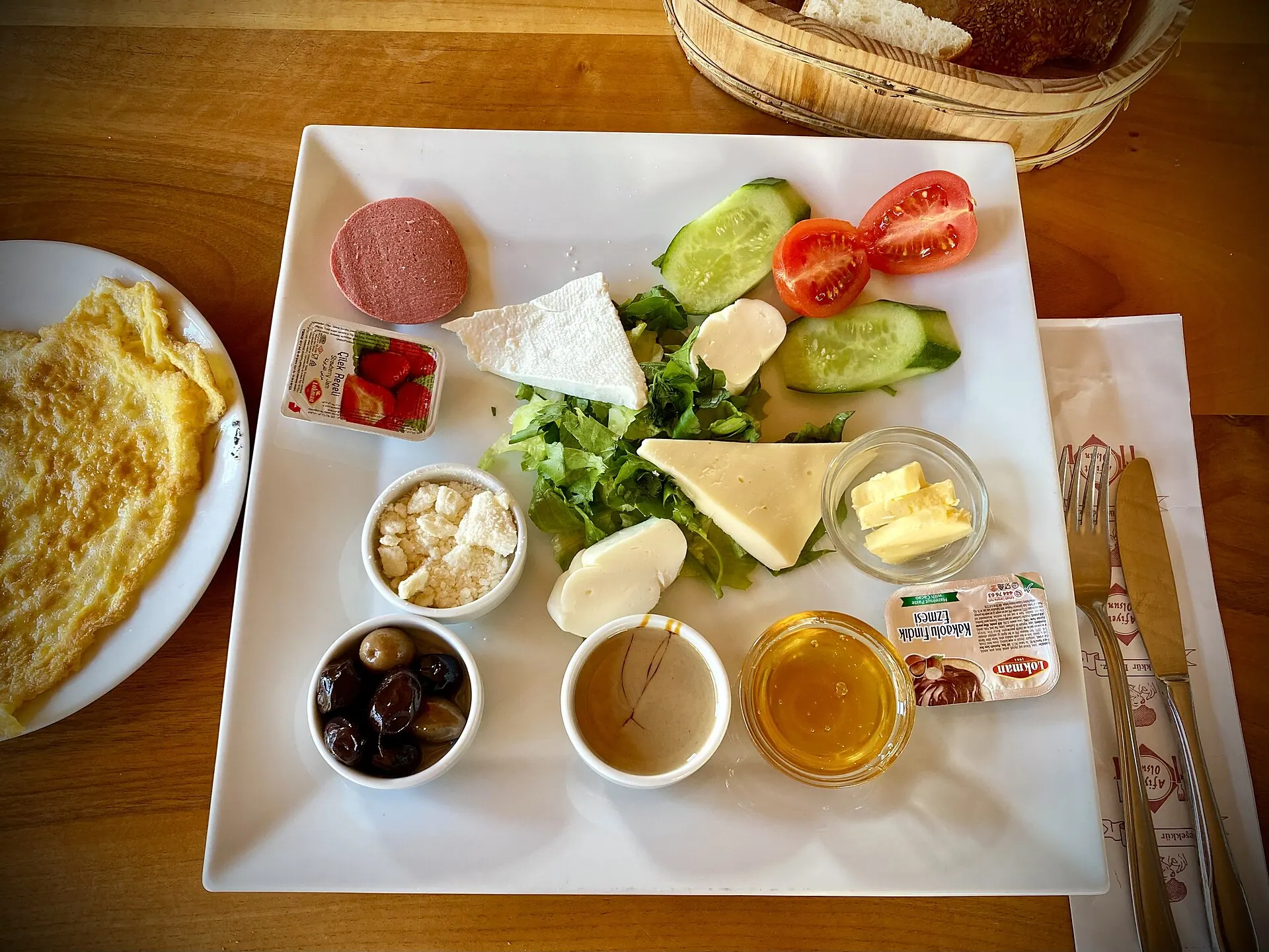 A traditional Turkish breakfast spread in Dalyan